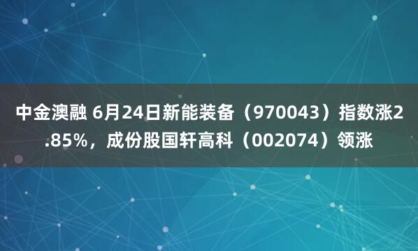 中金澳融 6月24日新能装备（970043）指数涨2.85%，成份股国轩高科（002074）领涨